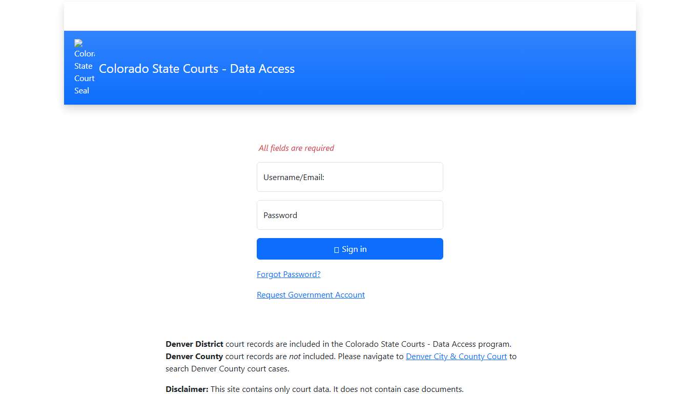 Colorado State Courts - Data Access - Home