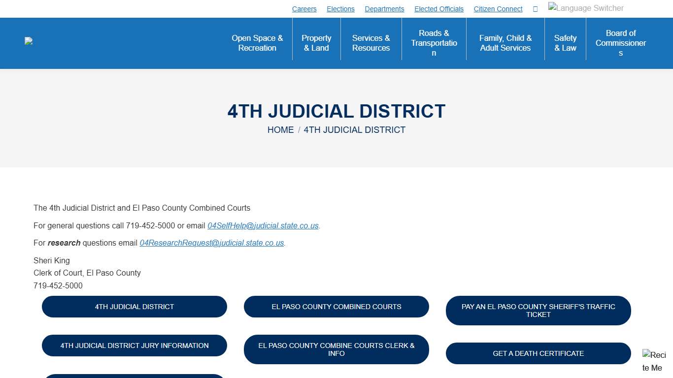 4th Judicial District - El Paso County Colorado